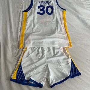 White and Blue Golden States Warriors Curry #30 basketball  Jersey &Shorts Set